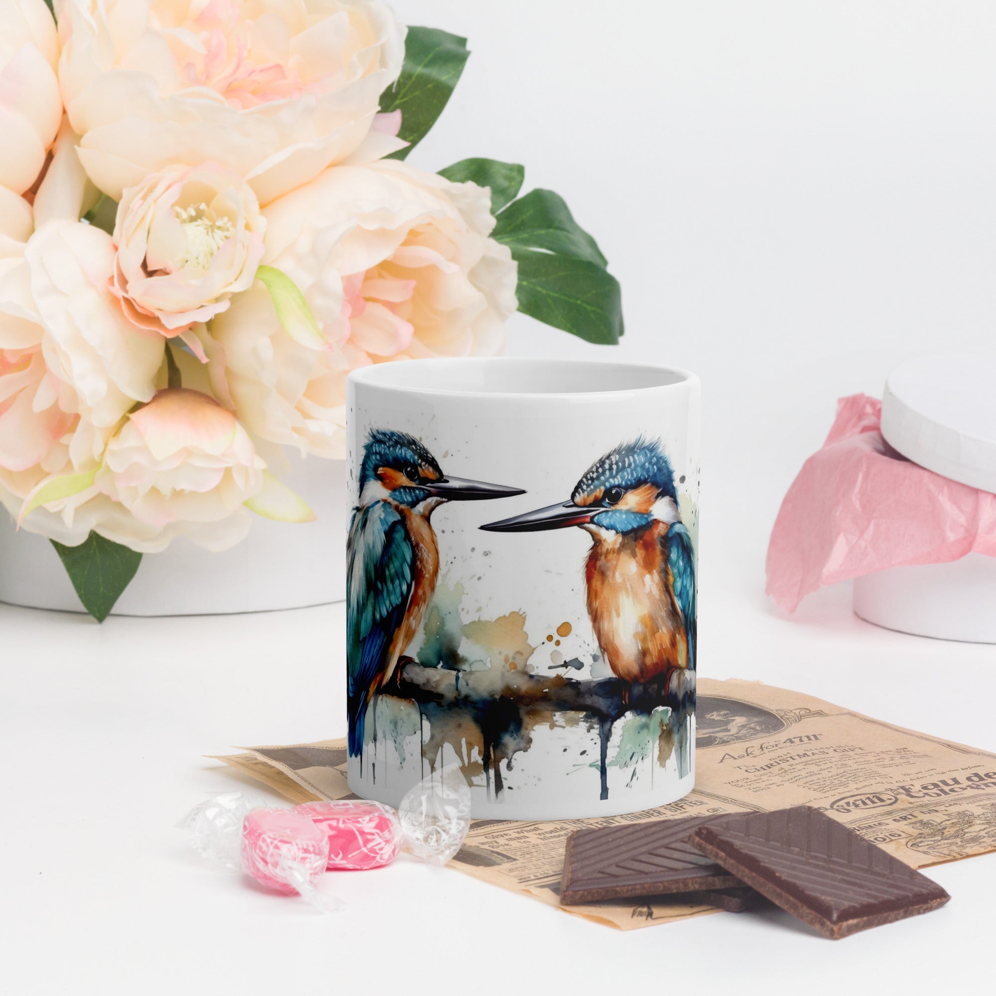 Wild birds water colour coffee/tea mug