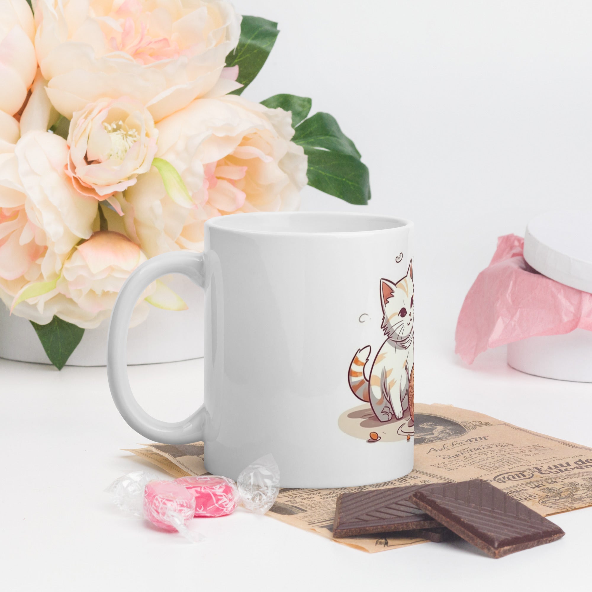 A fun cat design printed tea/coffee mug
