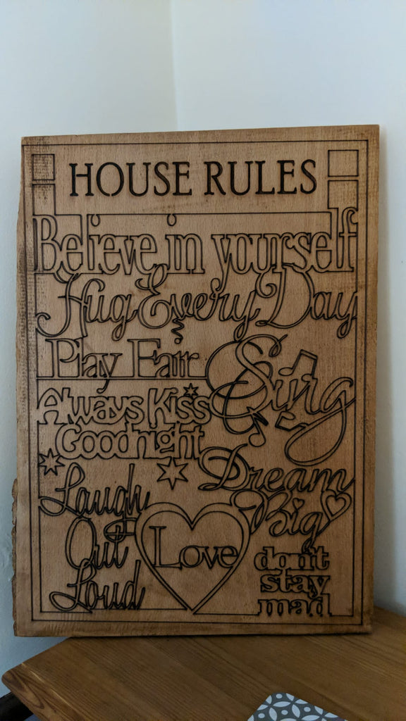 Customised House Rule Wooden Board