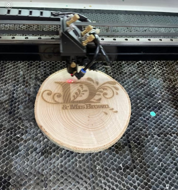 Laser Engraved Wooden Log