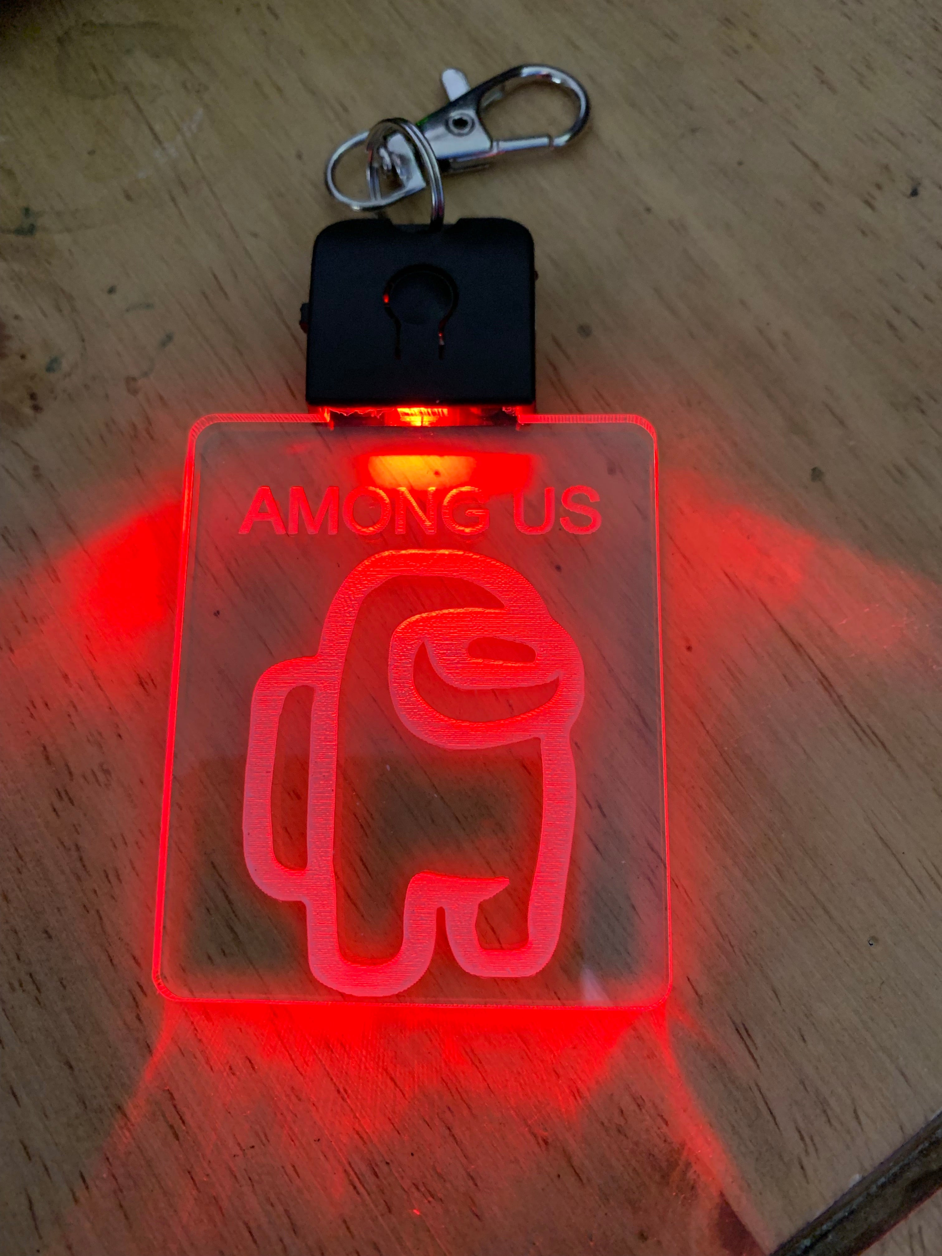 Among us laser engraved light up keychain