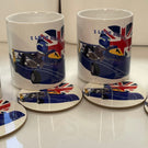 Custom designed mugs and coasters - sets