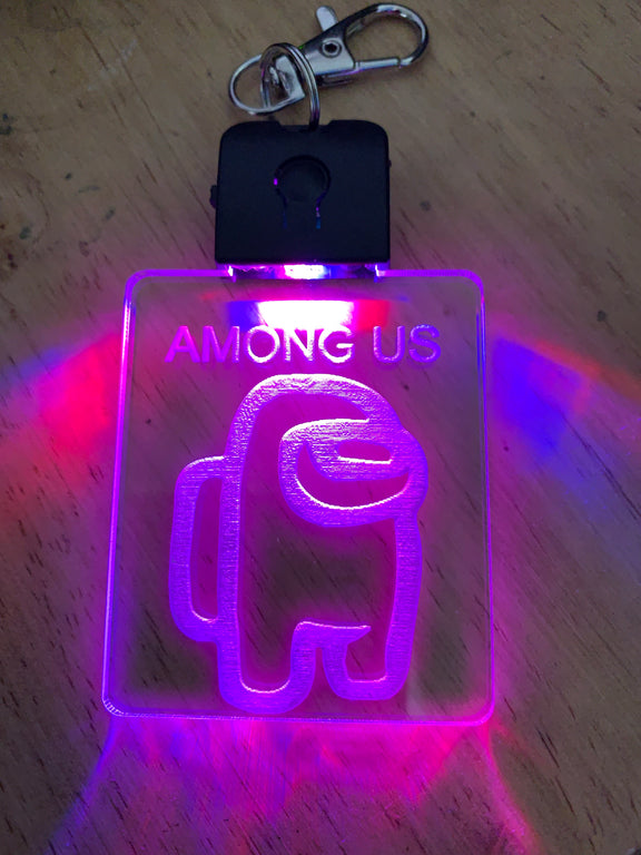 Among us laser engraved light up keychain